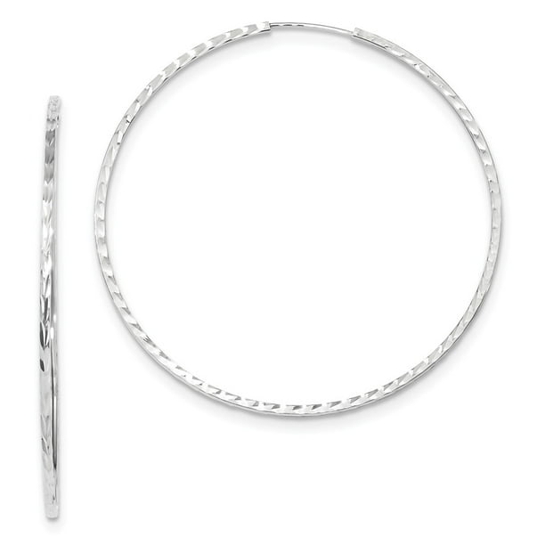 23mm x 23mm Solid 14k White Gold Polished and Diamond-Cut Hoop Earrings 23mm x 23mm Solid 14k White Gold Polished and Diamond-Cut Hoop Earrings